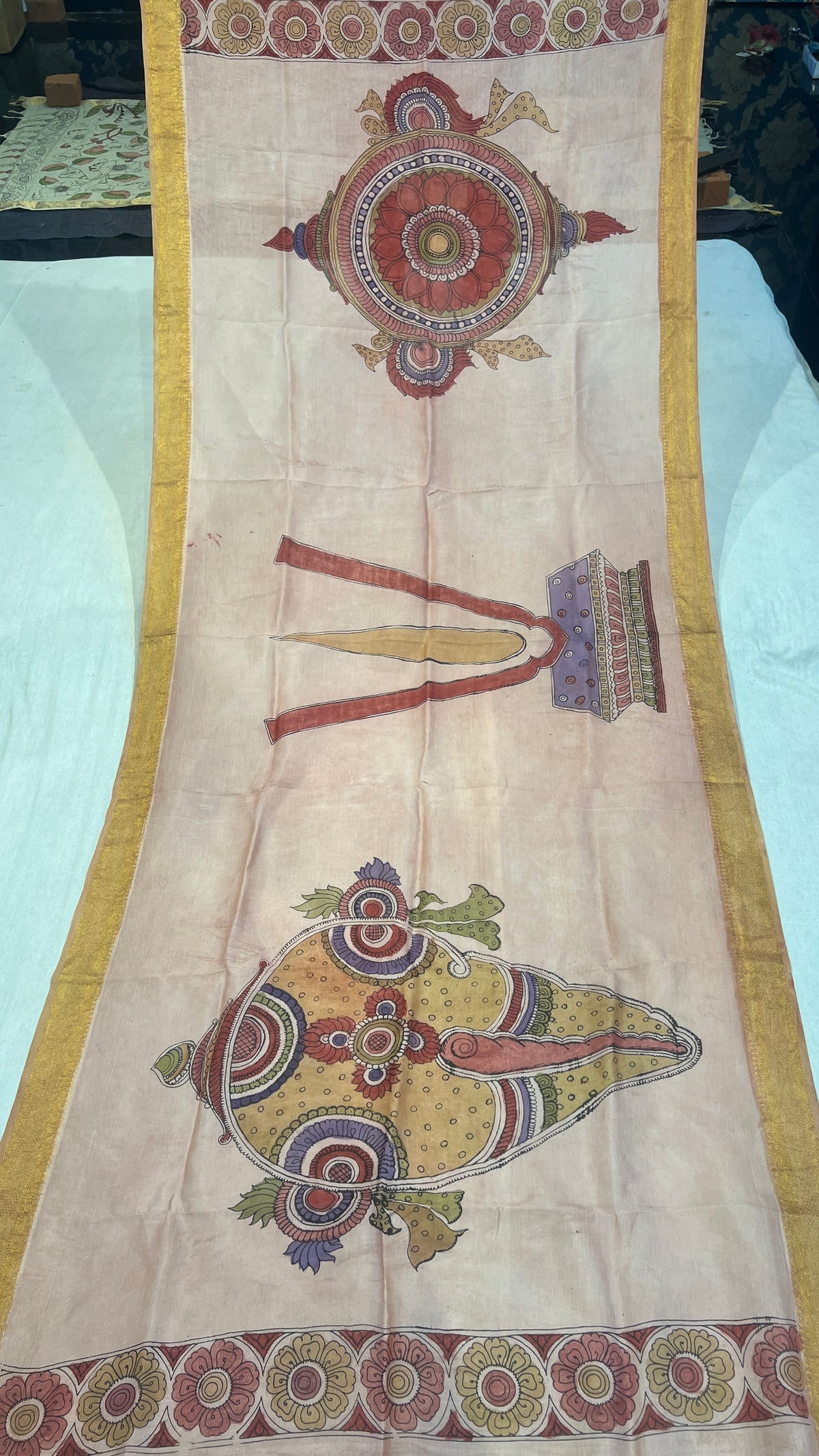 Pen kalamkari Bangalore silk duppata