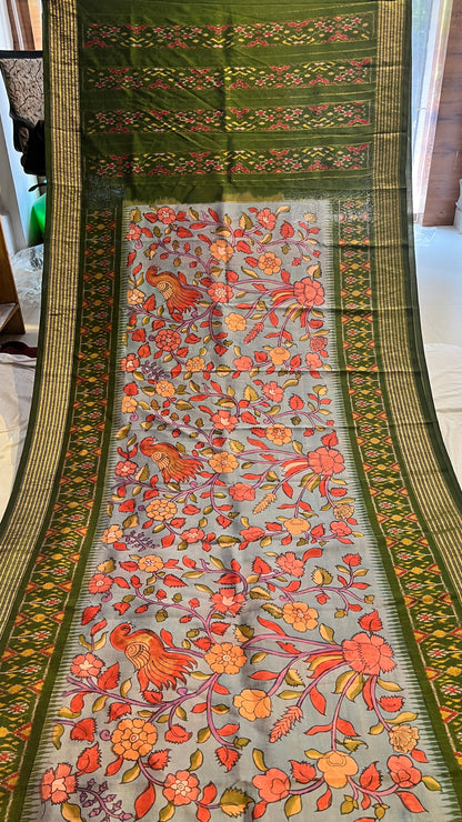 Pen Kalamkari Patola Weaving Ikkath Saree