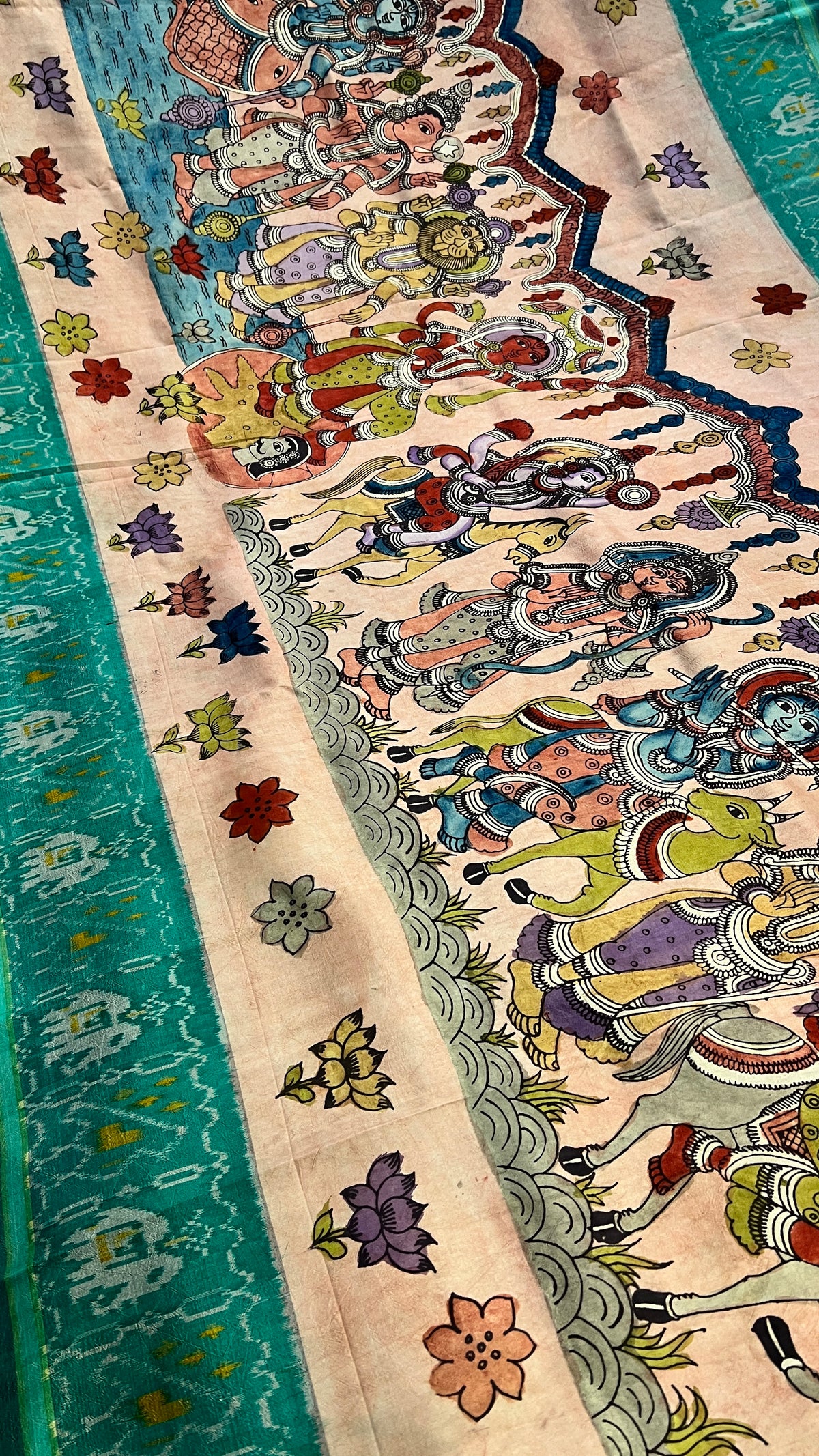 Pen Kalamkari Patola Weaving Ikkath Saree