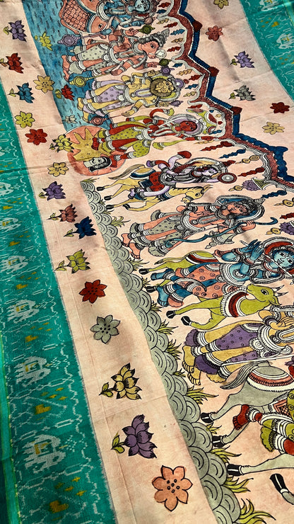 Pen Kalamkari Patola Weaving Ikkath Saree