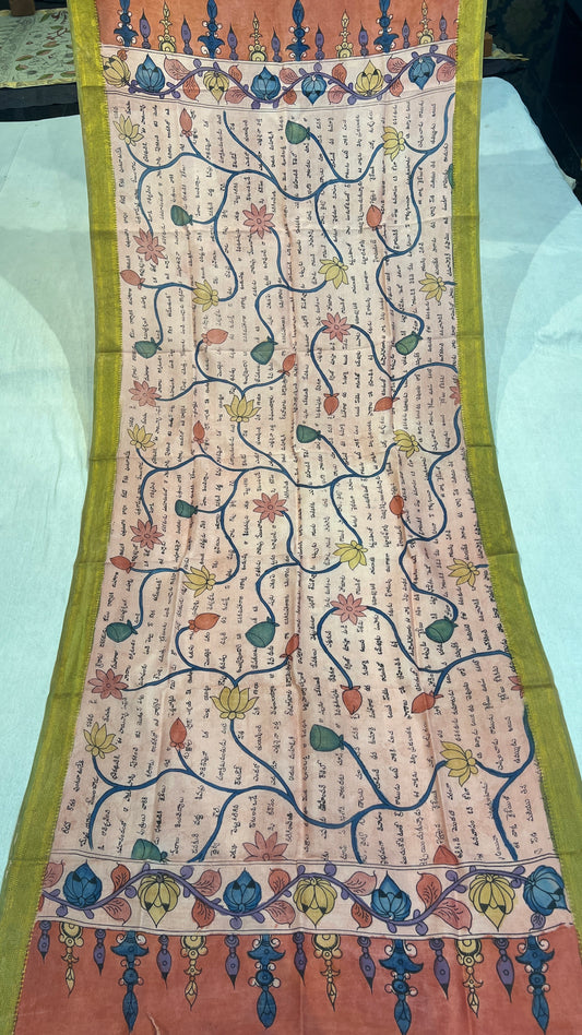 Pen kalamkari Bangalore silk duppata