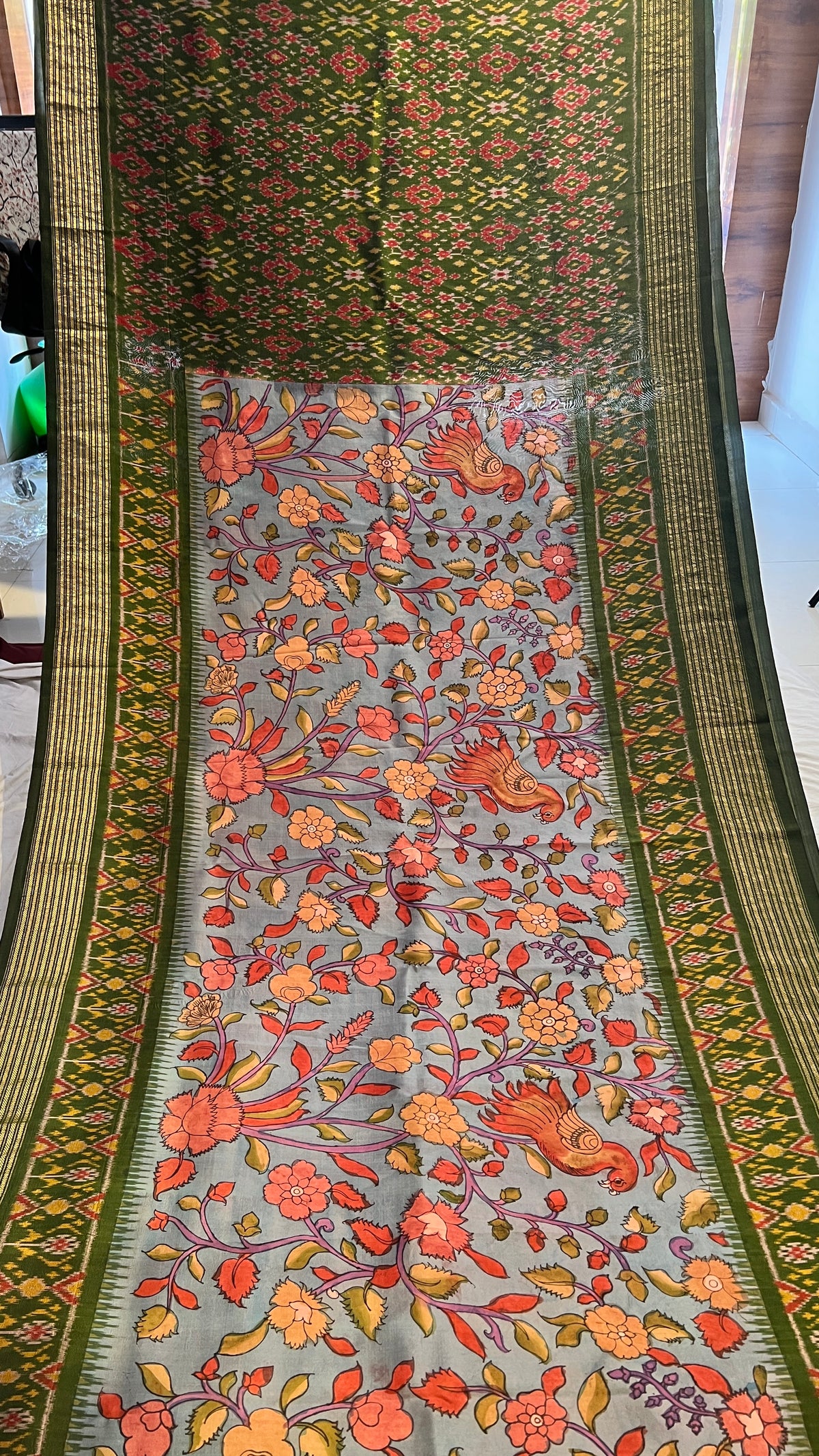 Pen Kalamkari Patola Weaving Ikkath Saree
