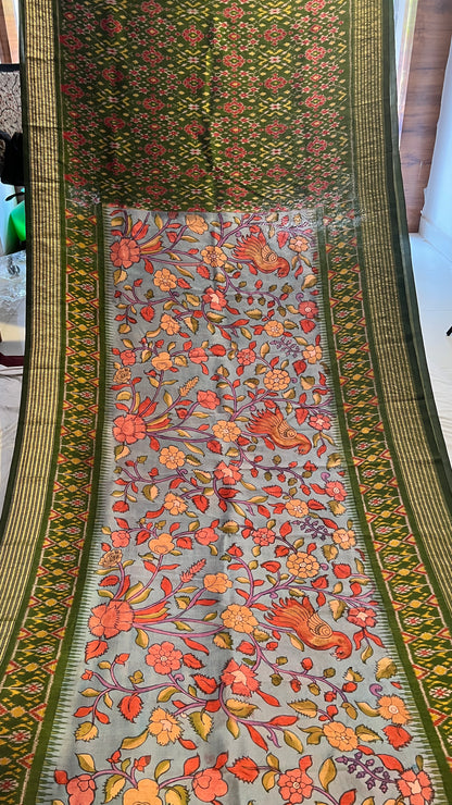 Pen Kalamkari Patola Weaving Ikkath Saree