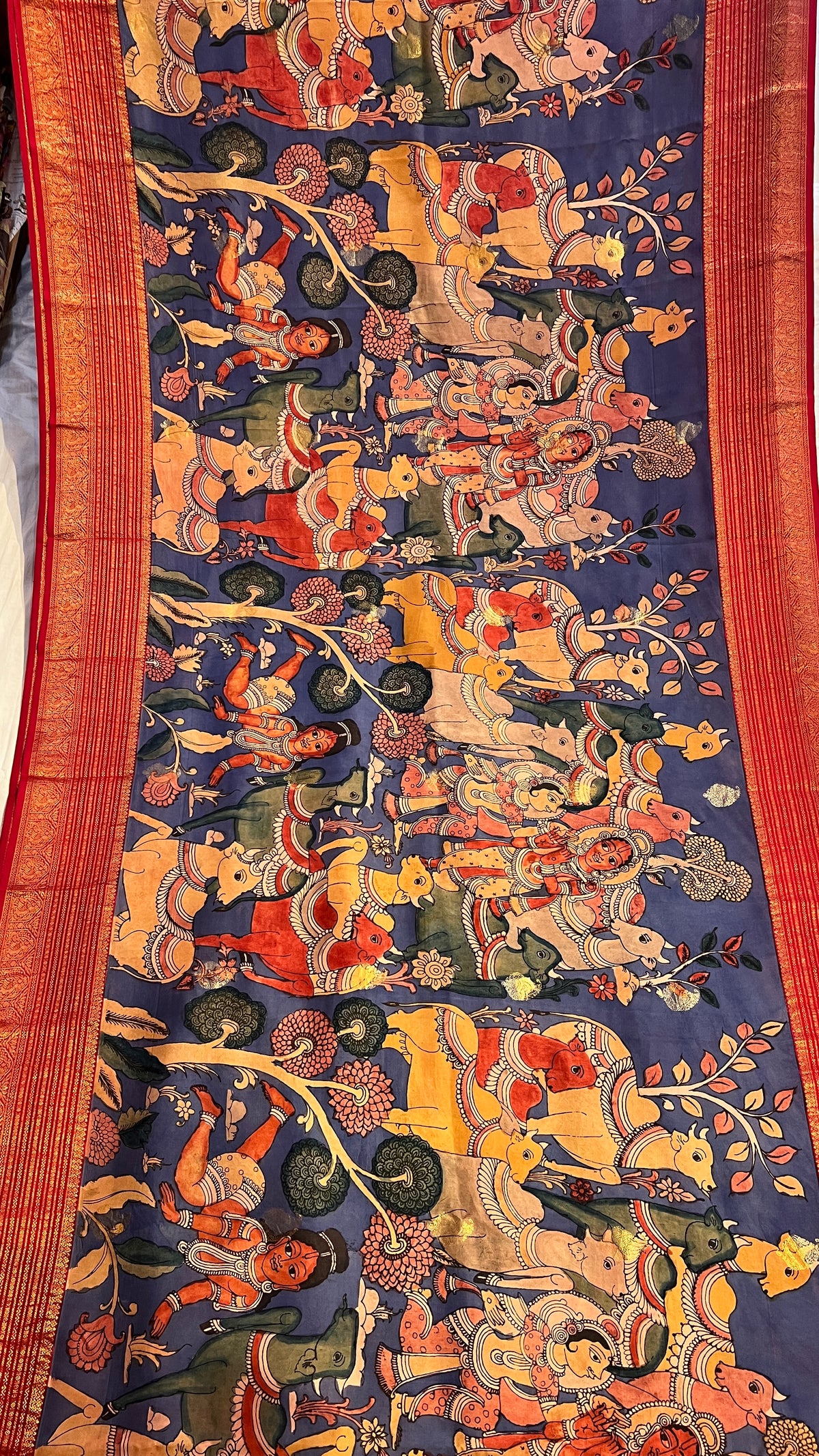 Pen Kalamkari Kanchi Pattu Saree