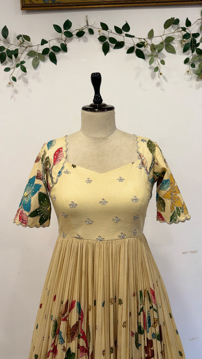 Pen Kalamkari Cranes Frock
