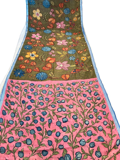 Pen Kalamkari Mangalagiri Silk Saree