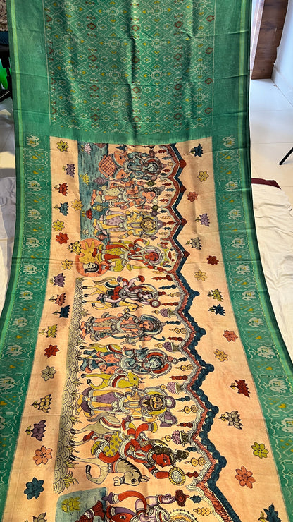 Pen Kalamkari Patola Weaving Ikkath Saree