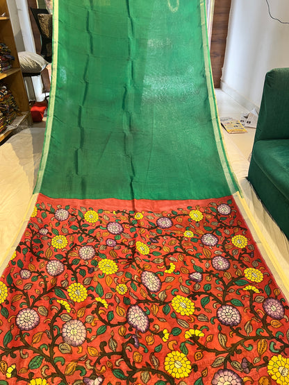 Pen Kalamkari Mangalagiri Silk Saree