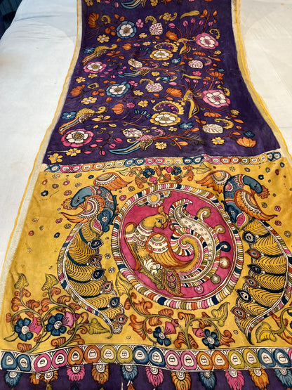 Pen Kalamkari Mangalagiri Silk Saree