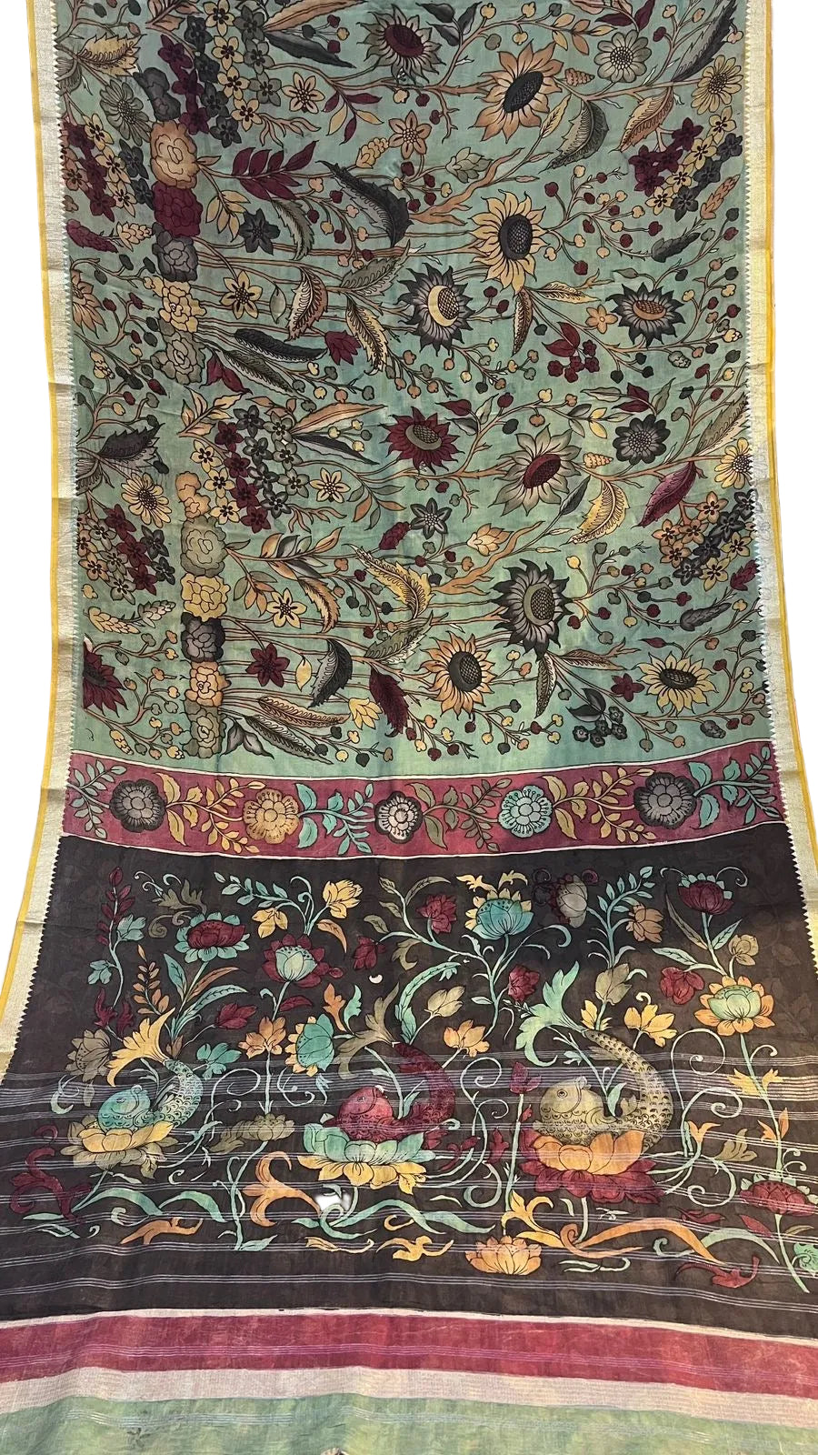 Pen kalamkari Mangalagiri Silk Saree