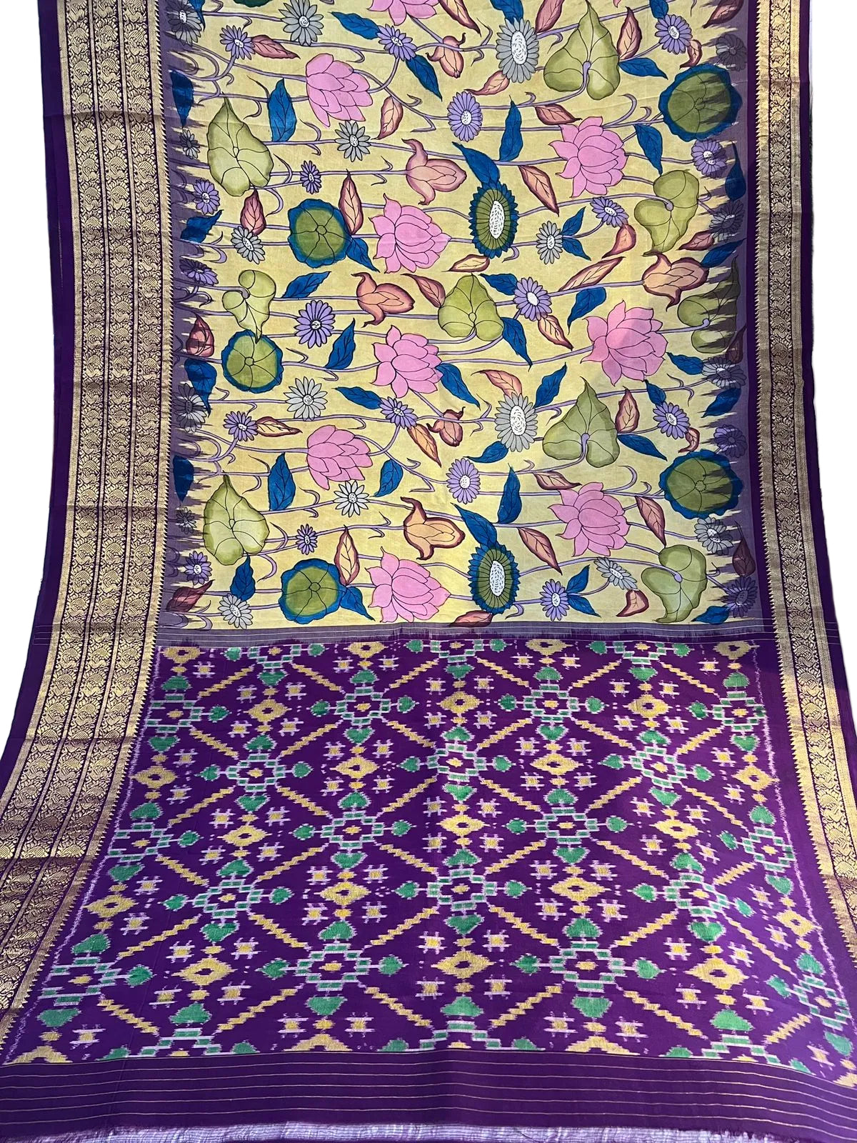 Ikkat kanchi border saree