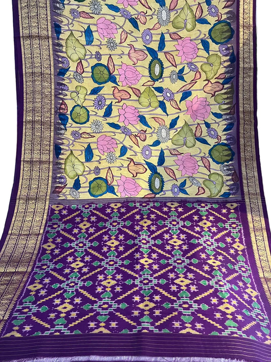 Ikkat kanchi border saree