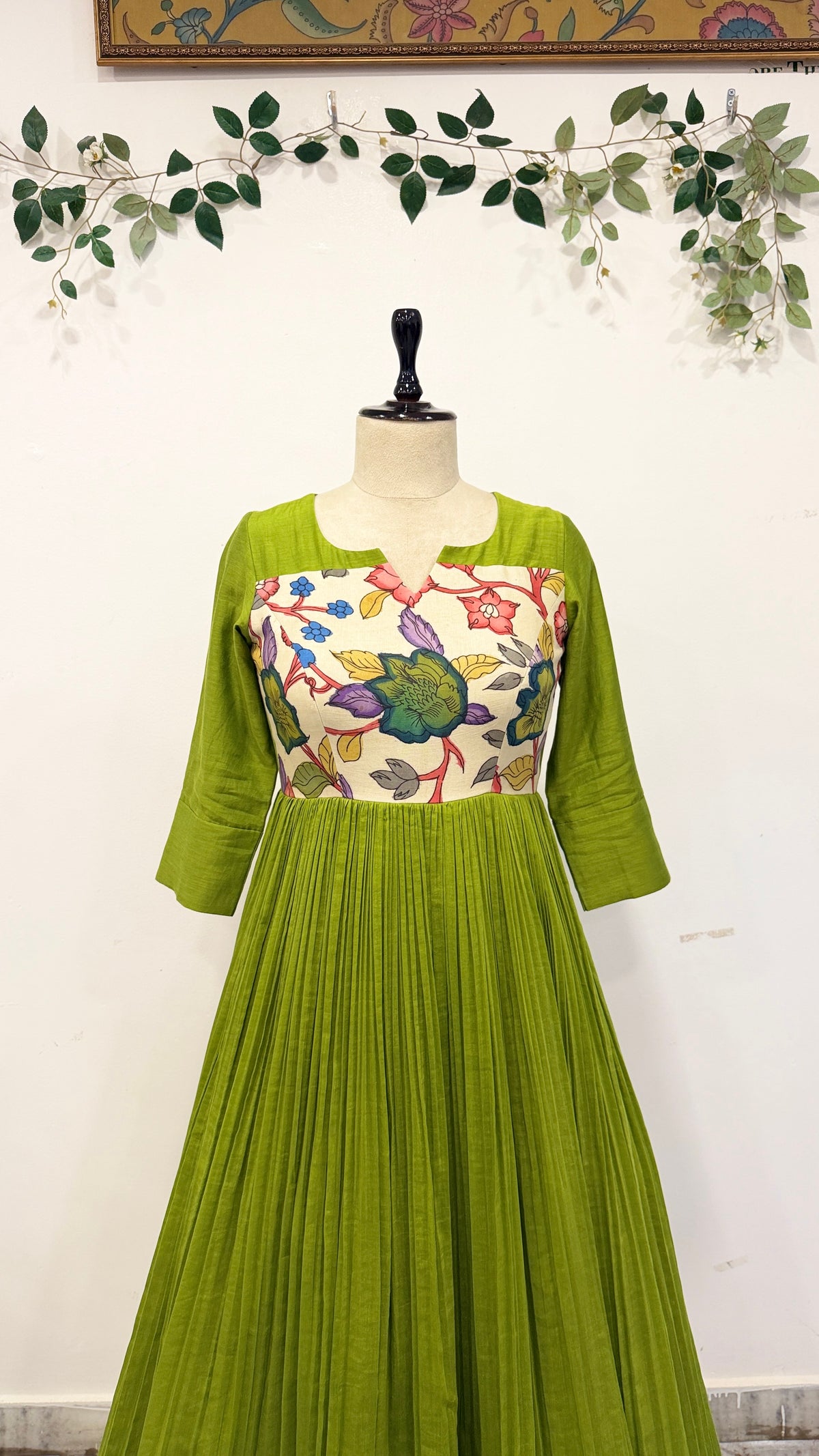Pen Kalamkari Mul Chanderi Long Frock