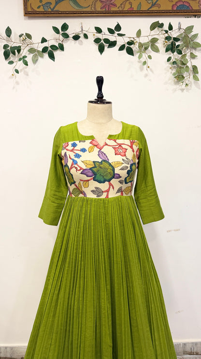 Pen Kalamkari Mul Chanderi Long Frock