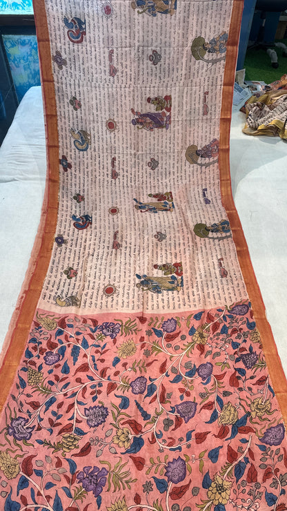 Pen kalamkari Bangalore silk saree