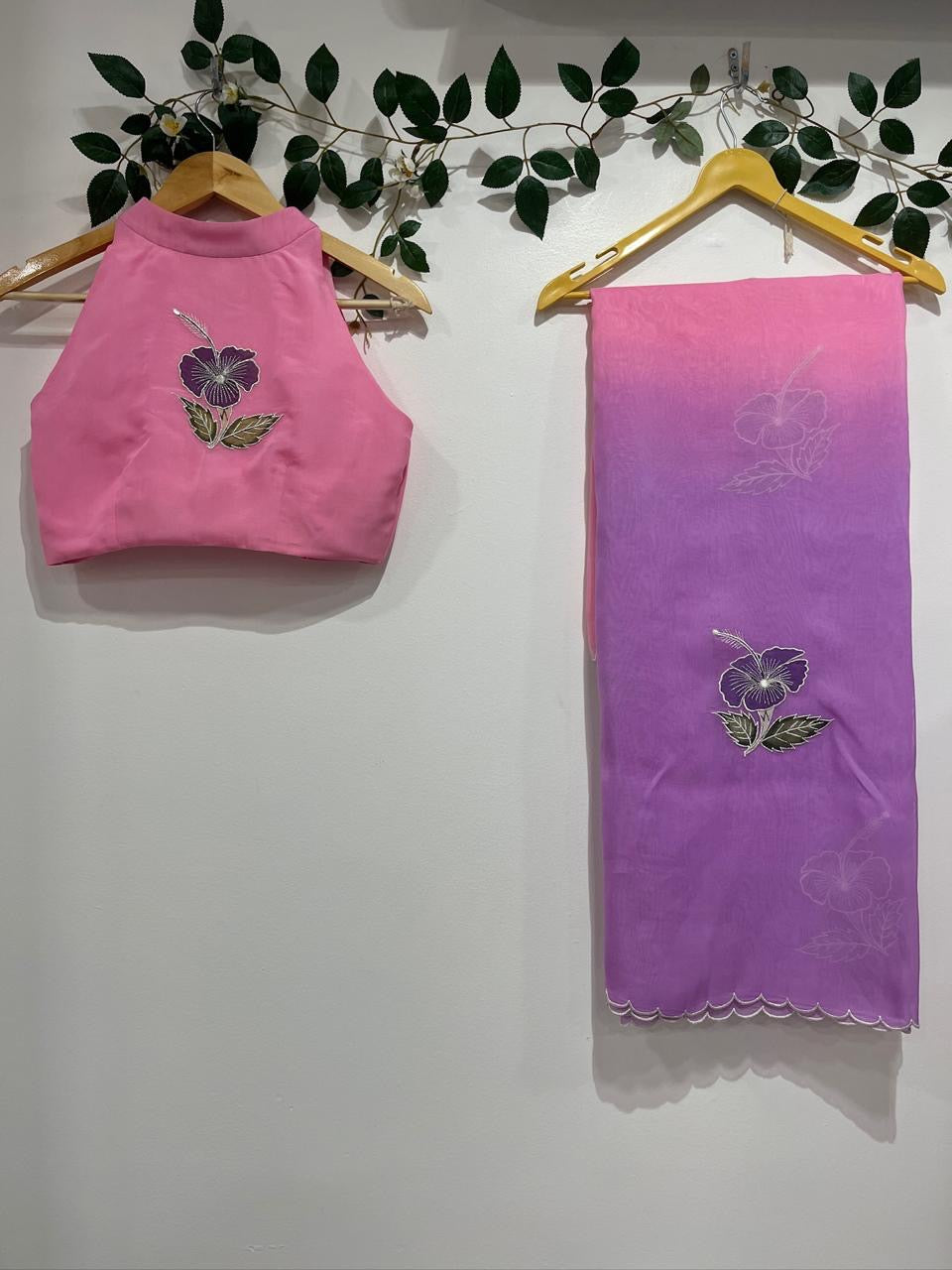 Mandara Appliqué Organza Saree