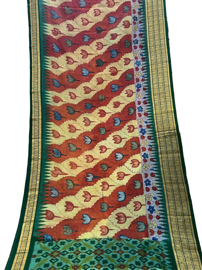 Ikkat kanchi border saree