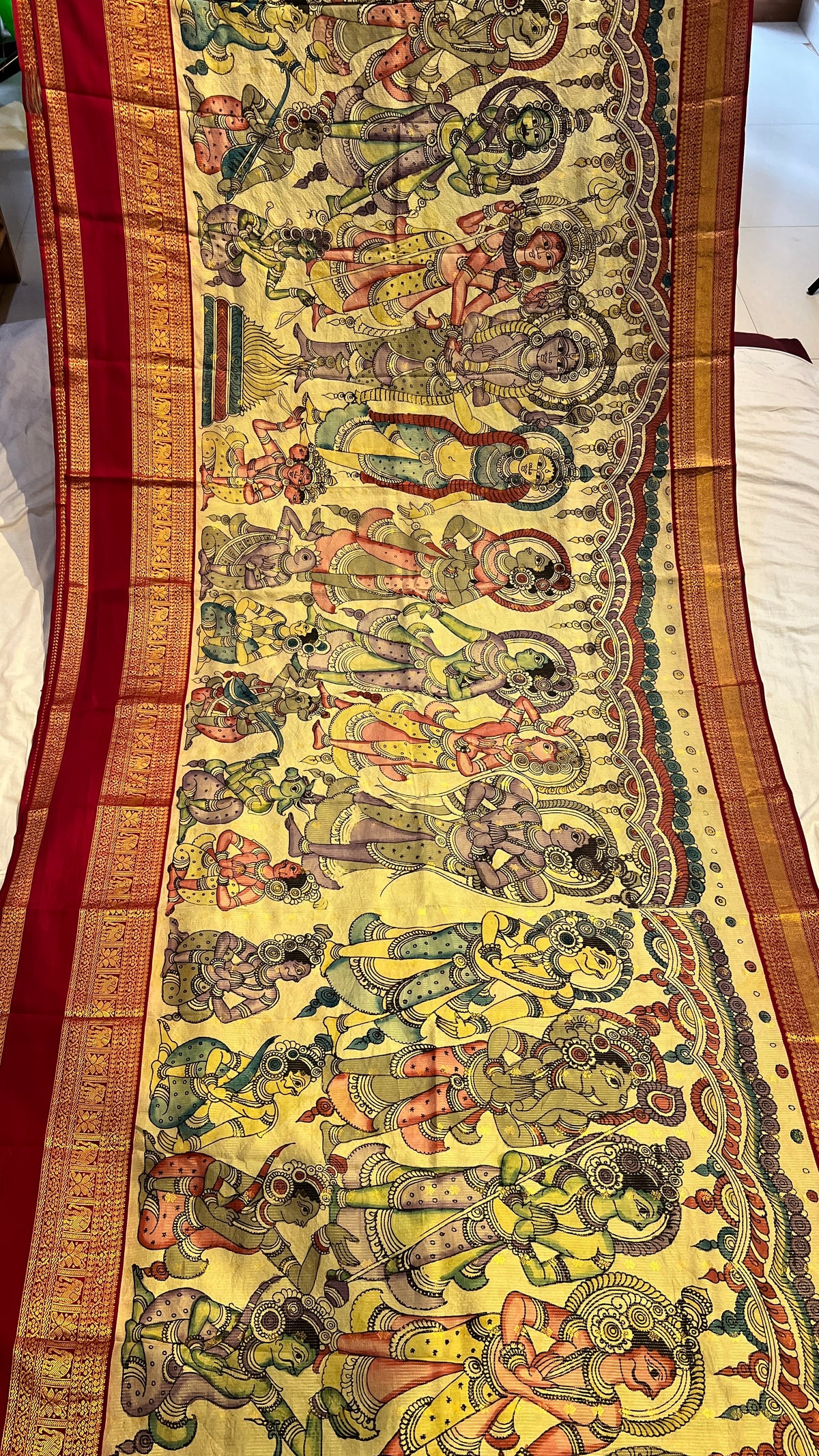 Pen Kalamkari Kanchi Pattu Saree