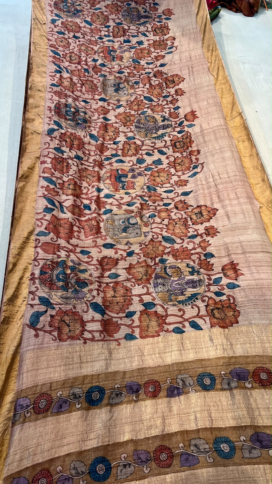 Pen Kalamkari Desi Tussar Saree