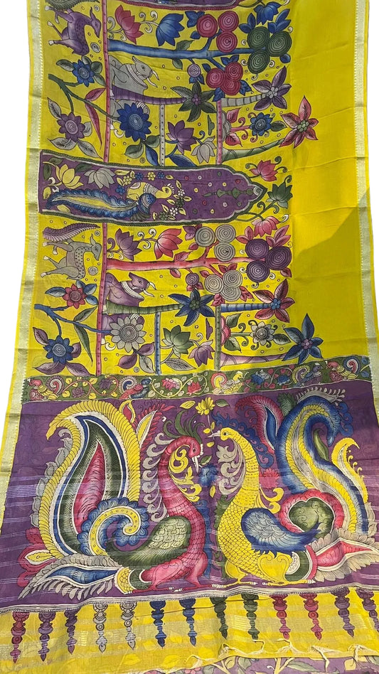 Pen Kalamakari Mangalagiri Silk Saree