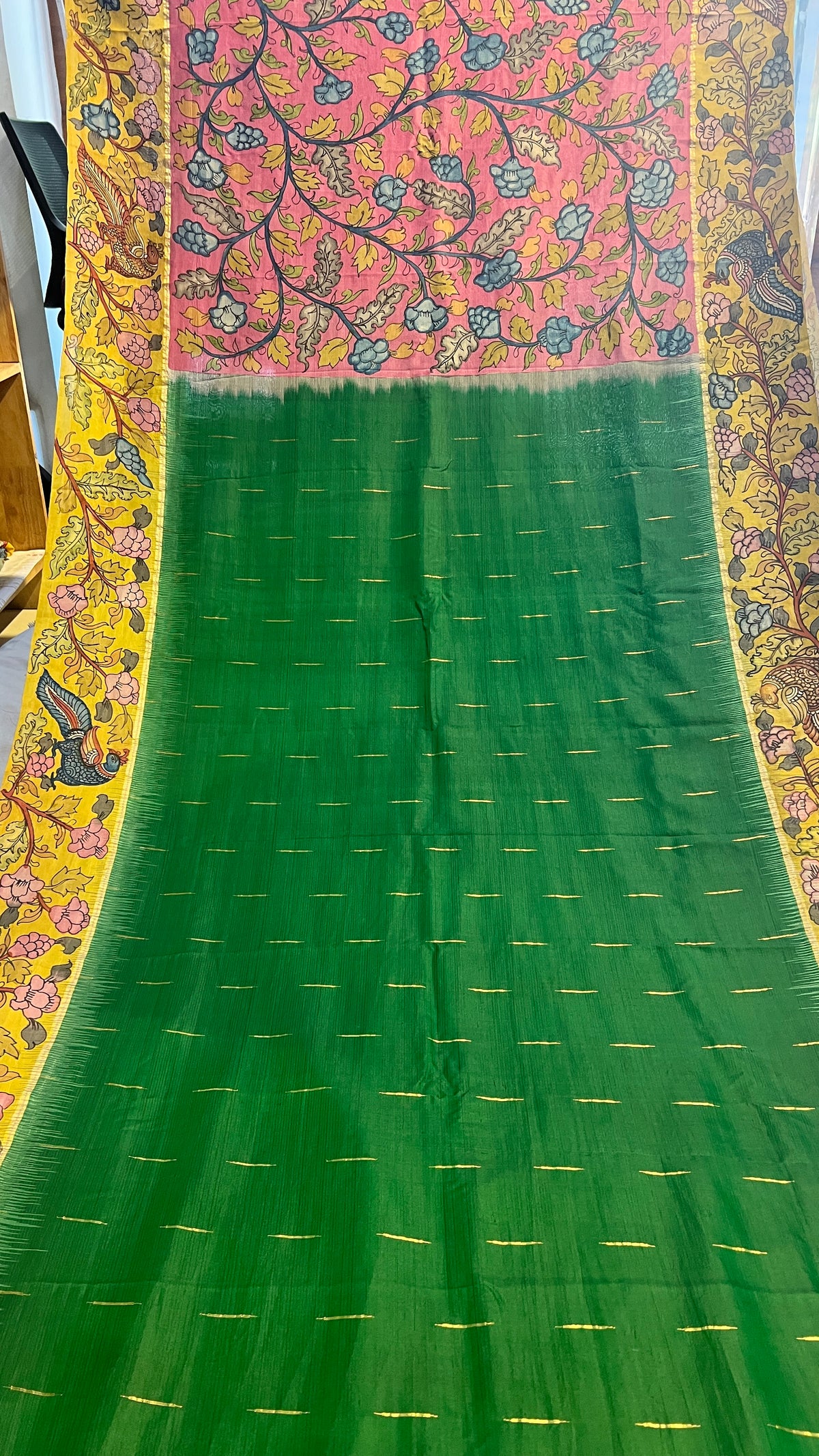 ✨ Pen Kalamkari Soft Silk Kanchi Pattu Saree ✨