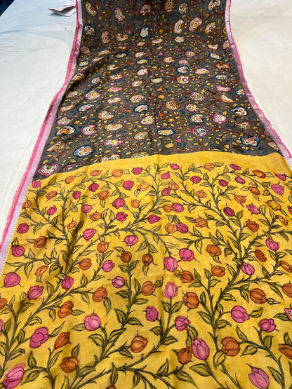Pen Kalamkari Mangalagiri Silk Saree