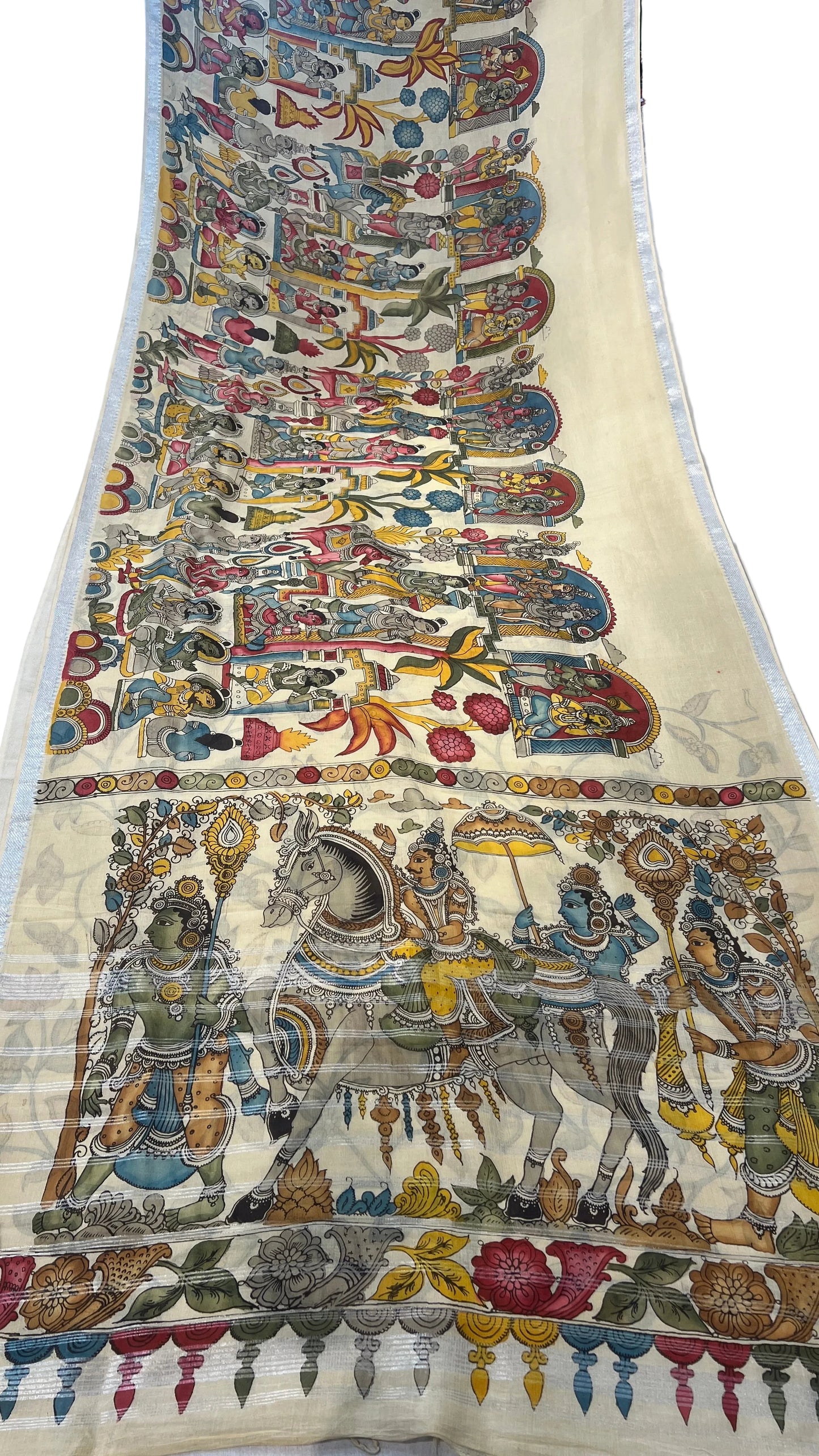Pen Kalamkari Mangalagiri Silk Saree