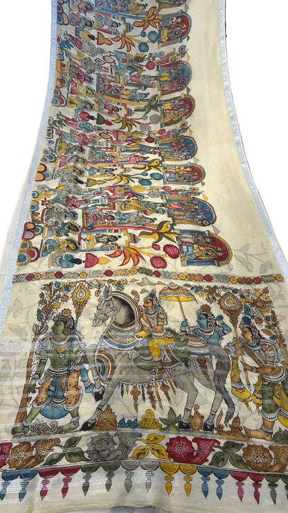Pen Kalamkari Mangalagiri Silk Saree