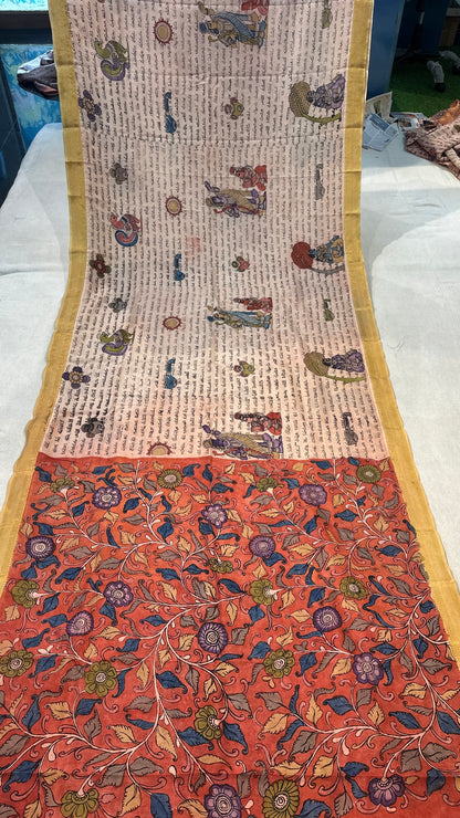 Pen kalamkari Bangalore silk saree