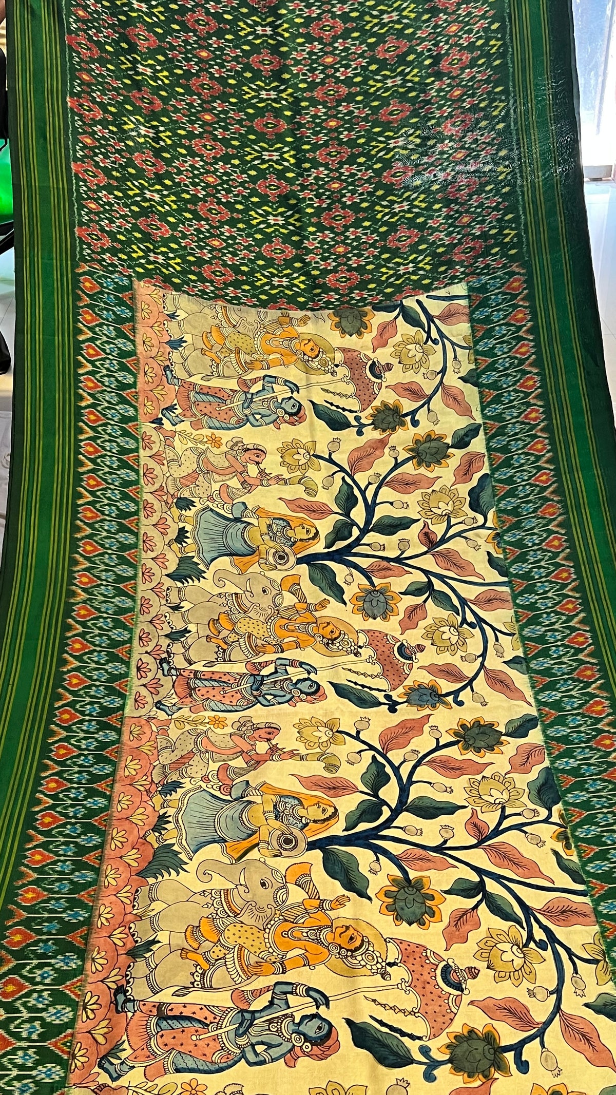 Pen Kalamkari Patola Weaving Ikkath Saree