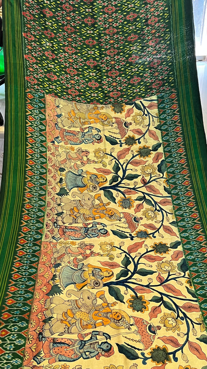 Pen Kalamkari Patola Weaving Ikkath Saree