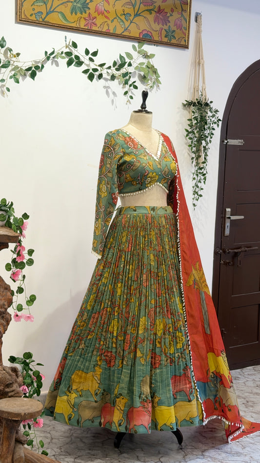 Pichwai Tissue lehenga