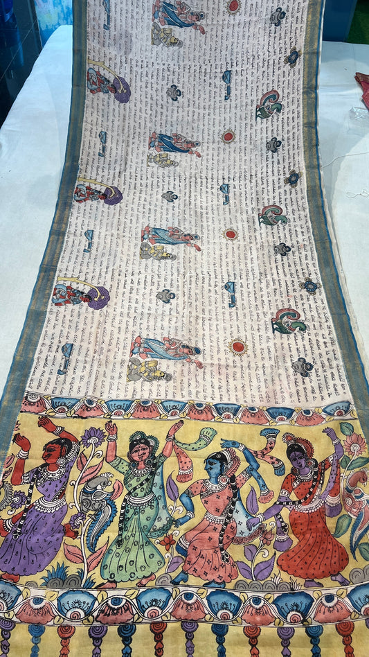 Pen kalamkari Bangalore silk saree