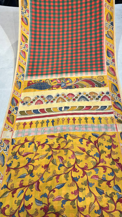 Kalamkari Kattam Checks Pattu Saree