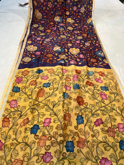 Pen Kalamkari Mangalagiri Silk Saree