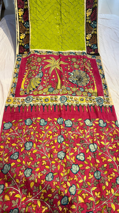 Pen Kalamkari Bandhini Saree