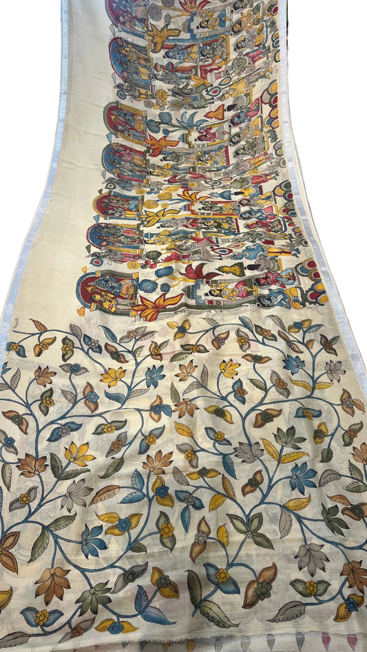Pen Kalamkari Mangalagiri Silk Saree