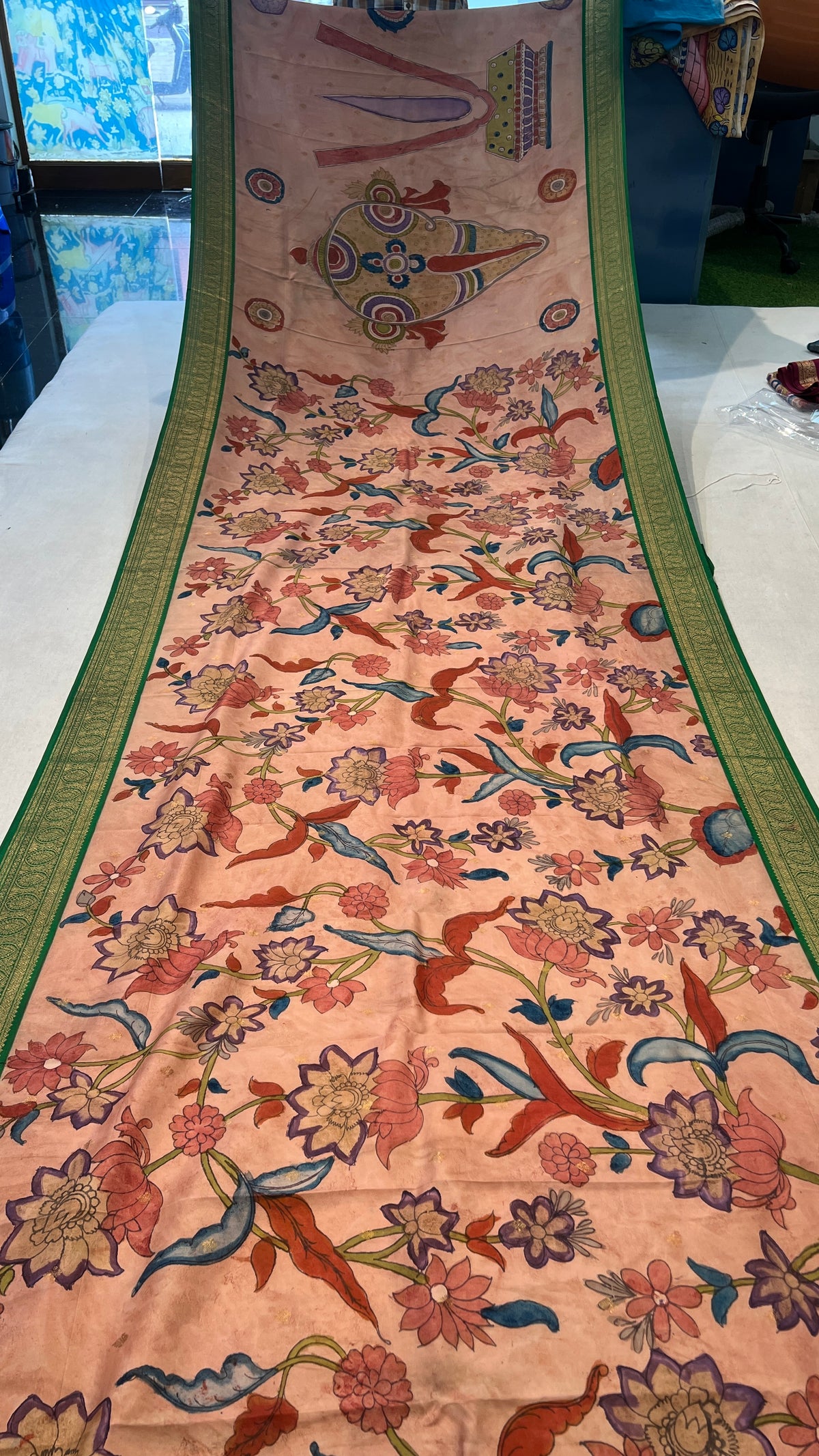 Pen Kalamkari Kanchi Pattu Saree