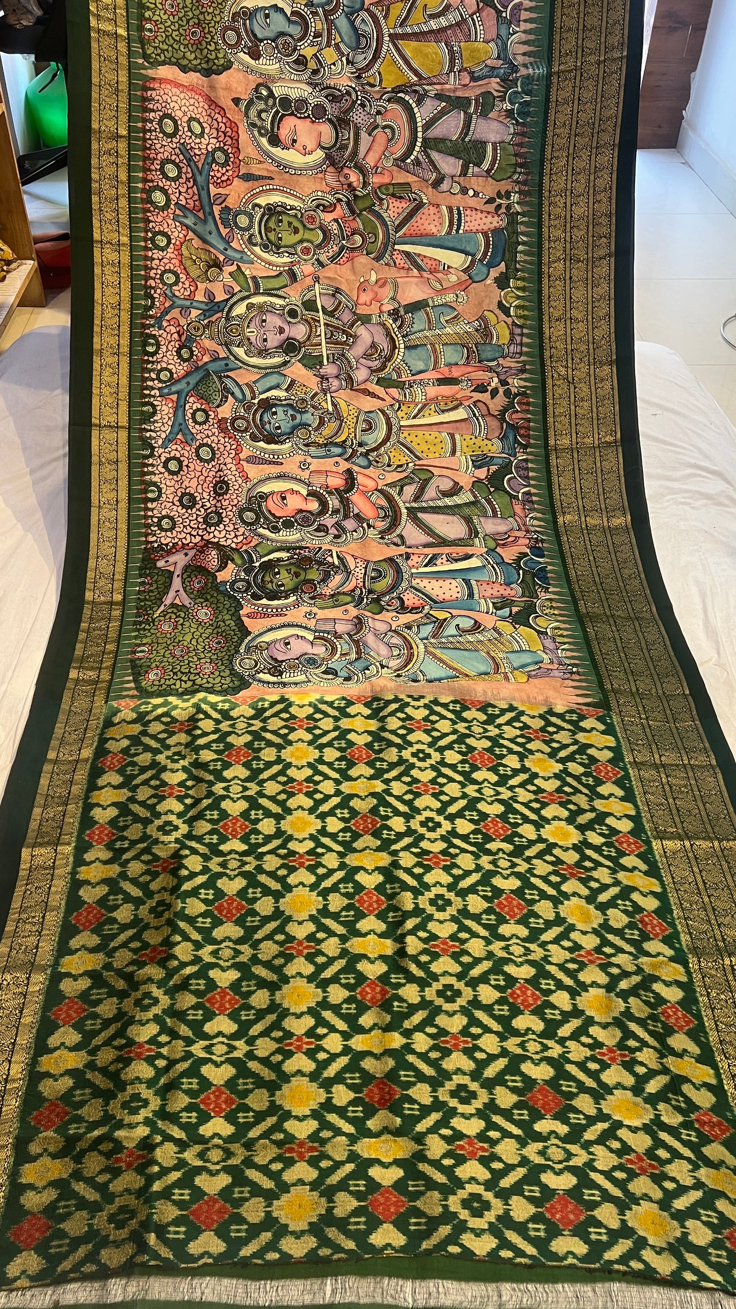 Ikkat Kanchi Border Saree