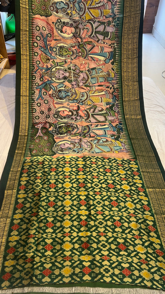 Ikkat Kanchi Border Saree
