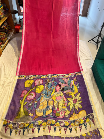 Pen Kalamkari Mangalagiri Silk Saree