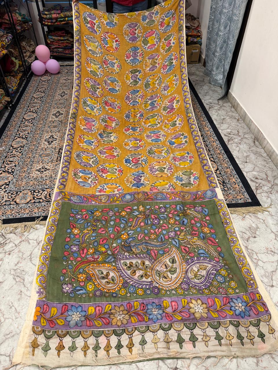 Bangalore silk borderless saree