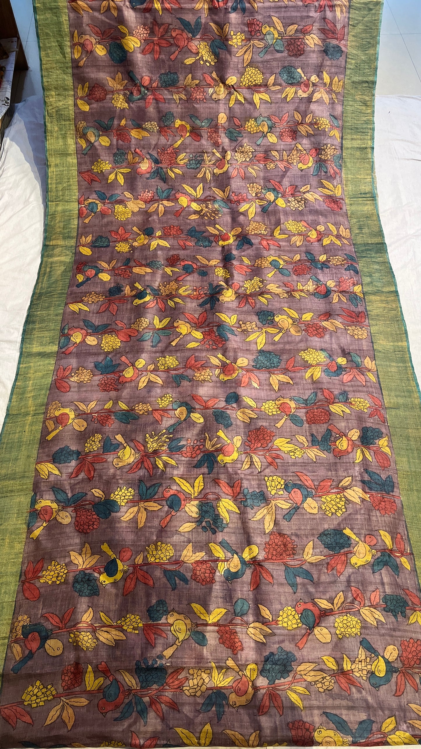 Pen Kalamkari Desi Tussar Sarees