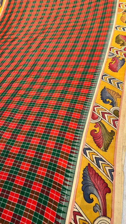Kalamkari Kattam Checks Pattu Saree