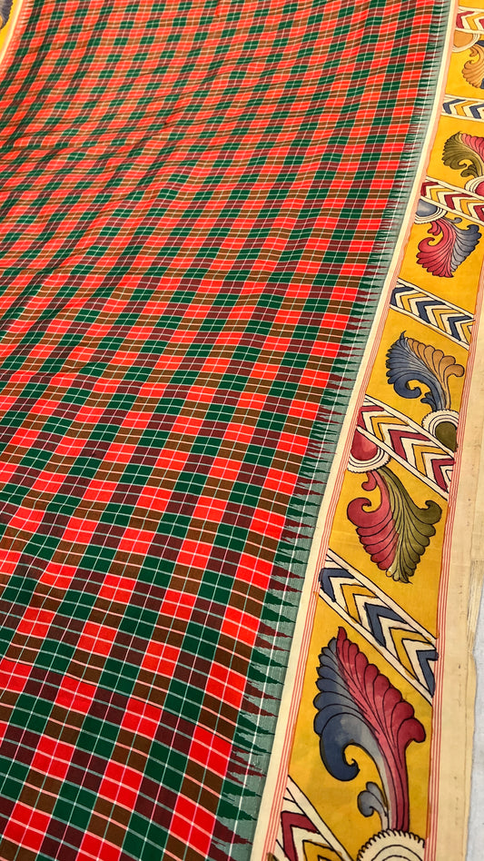 Kalamkari Kattam Checks Pattu Saree
