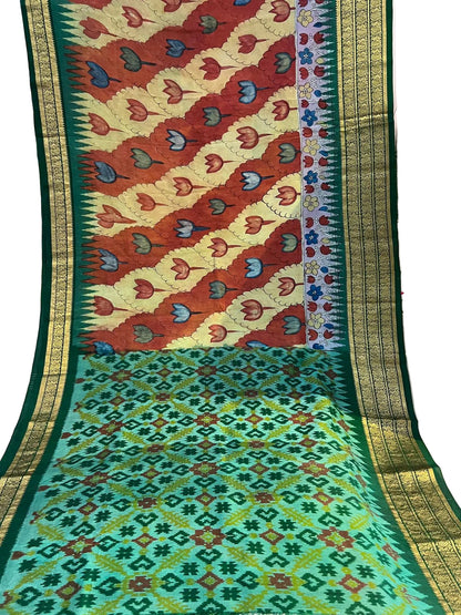 Ikkat kanchi border saree