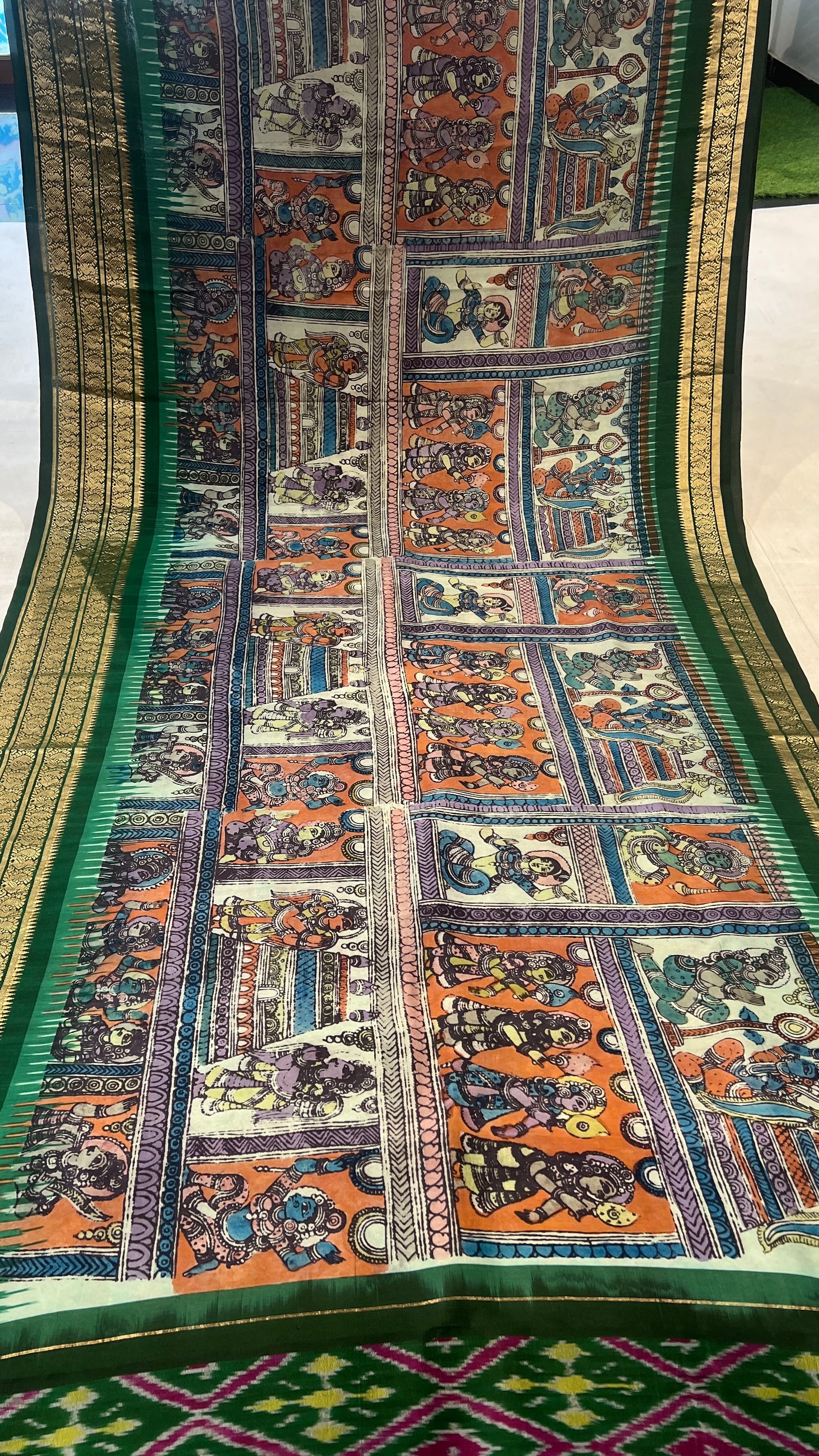 Ikkat Kanchi Border Saree