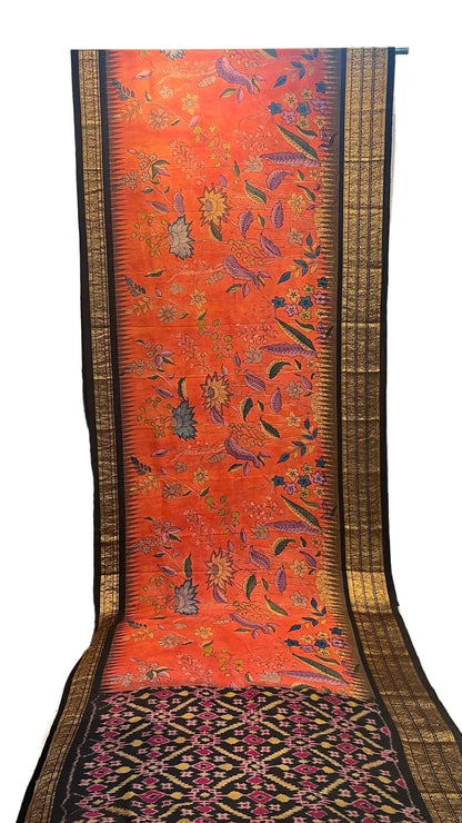 Ikkat Kanchi Border saree