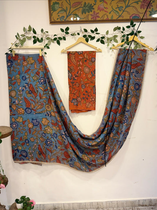 Pen kalamkari Bangalore silk saree