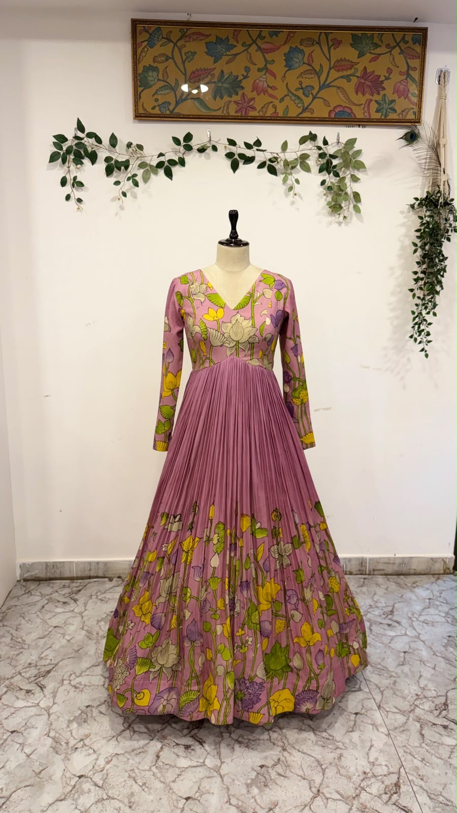 Pen Kalamkari floral Long Frock